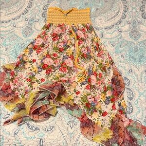 American Rag Yellow and Pink Smocked Top